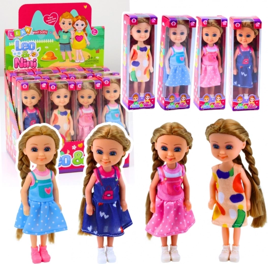 Mini nukk pikkade juustega kleidis 15 cm