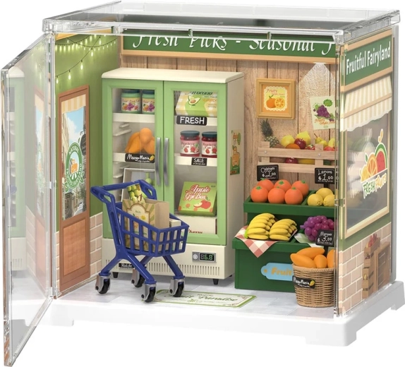 RoboTime 3D Wooden Miniature – Fruit and Vegetable Shop