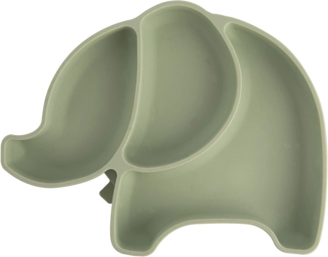 Laste silikoonist jaotatud taldrik elevant, roheline 23,5 × 19 × 3,5 cm