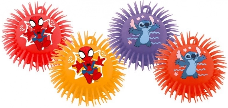 Karvane kummipall 230 mm – SPIDEY ja STITCH (motiivide mix)