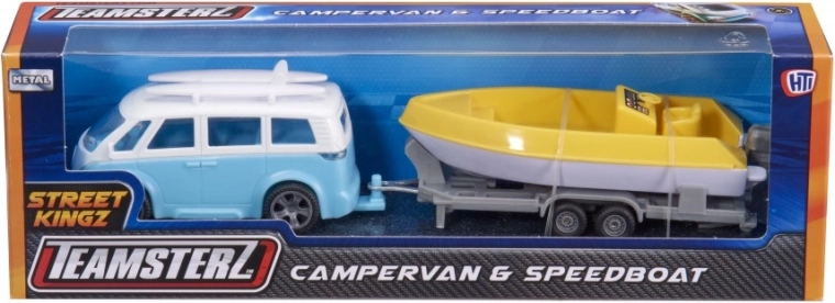 Mängukomplekt Teamsterz karavan haagise ja paadiga