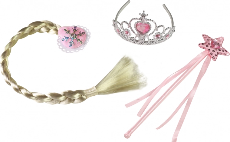 Pink Princess Set with Braid (tiara, wand, braid)
