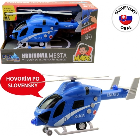 Politsei hõõrdeajamiga helikopter valguse ja heliga 20 cm MaDe