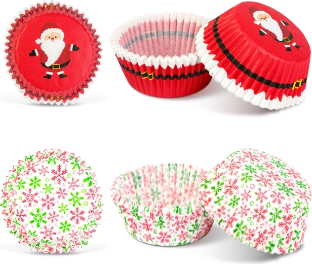 Christmas muffin cups with St. Nicholas and snowflake designs, 40 pcs