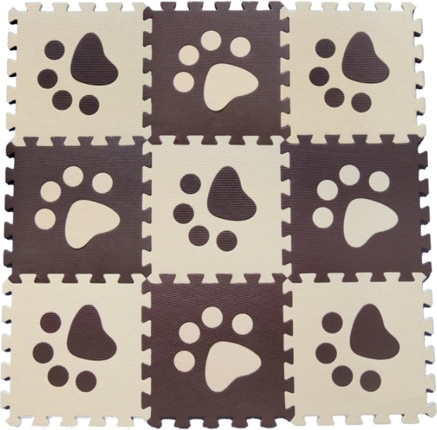 Foam kids’ floor puzzle – brown paw prints 29.5 × 29.5 cm