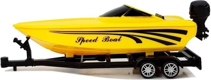 Detachable trailer with yellow boat