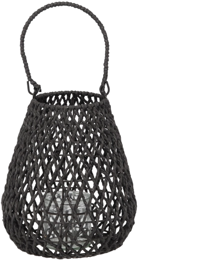 Punutud must latern 20 × 25 cm klaasist sisuga