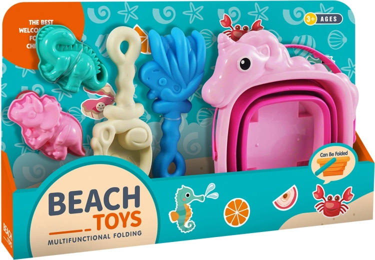 Sand Set with Foldable Unicorn Bucket - 5 pcs