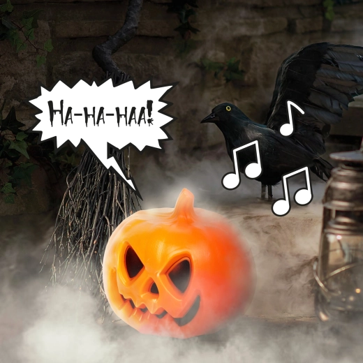 Halloweeni kõrvitsalatern heliefekti ja LED-valgusega
