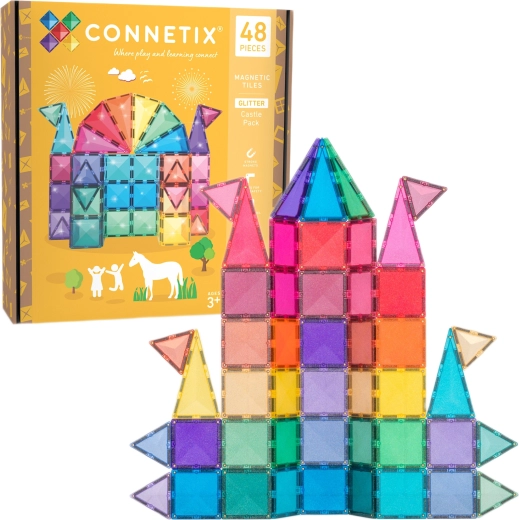Sädelevad magnetilised ehitusklotsid 48 tk CONNETIX Glitter Castle Pack