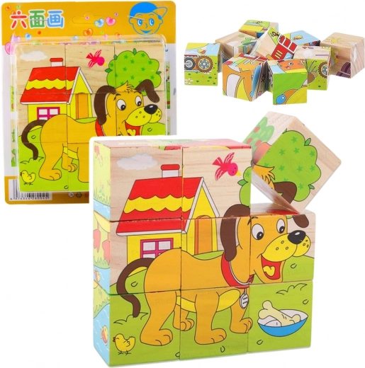 Puidust kuubikutest pusle farm – 6 loomapilti