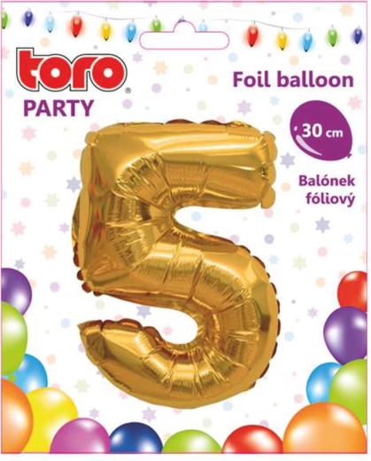 Foil Balloon Number 5 30 cm Gold TORO