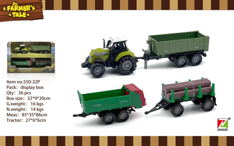 Valguse, heli ja haagistega traktor mõõtkavas 1:48