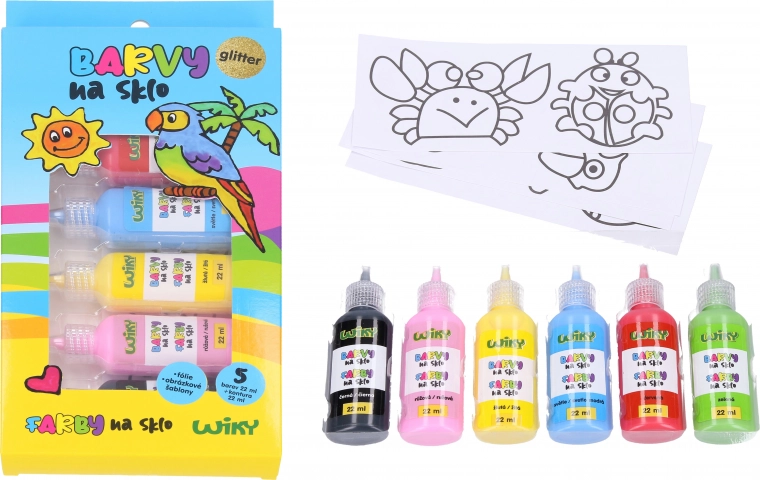 Glass Paints with Glitter 5+1