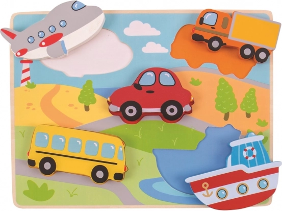 Wooden insert puzzle vehicles BIGJIGS TOYS