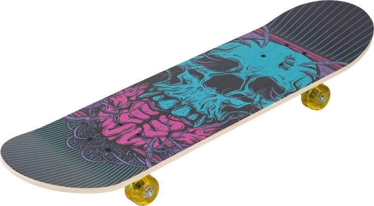 Sparkys turquoise skull skateboard 31"