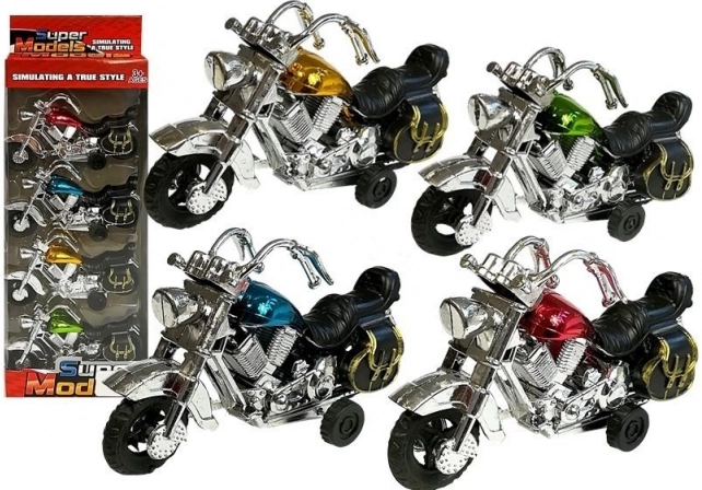 Set of Pull-Back Motorcycles, 4 Pieces