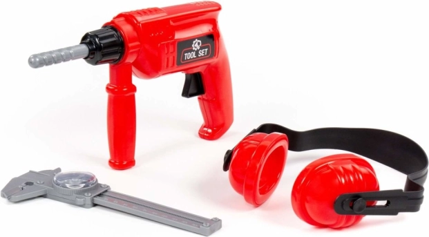 Kids’ Tool Set – Red Drill, Ear Protectors, and Vernier Caliper