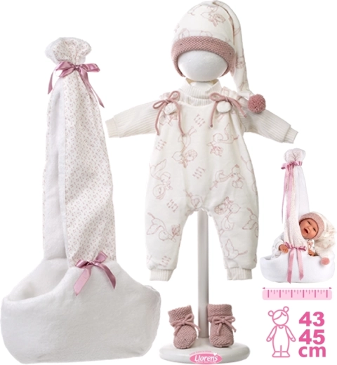 Llorens riietekomplekt nukule New Born 40–42 cm koos kangast õlakandekotiga, 5-osaline komplekt