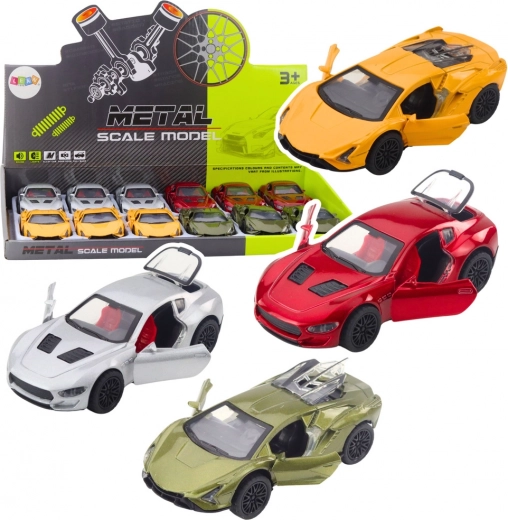 Metal sports car with pull-back drive, lights and sounds