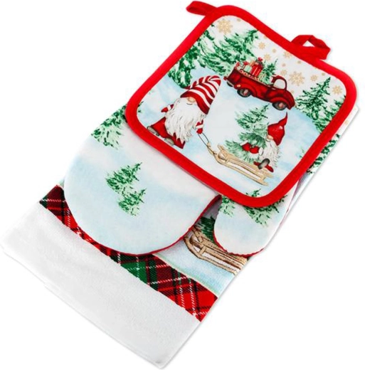 Christmas Kitchen Set TORO – glove, pot holder and tea towel, mixed motifs
