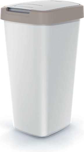 Compacta Q Flap Trash Can 25 L ash gray with light brown lid