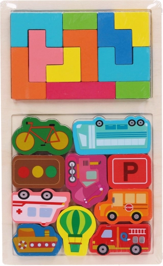 Wooden Shape and Vehicle Peg Puzzle