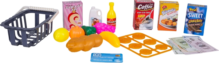 Ostukorv ja toiduained rollimänguks