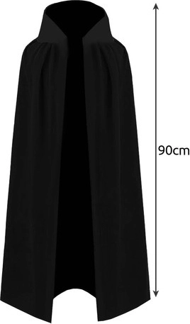 Long black cloak with a collar (90 cm)