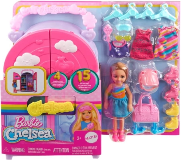 Barbie Chelsea garderoob – nukk ja 15 lisatarvikut