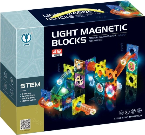 Magnetic Light-Up Marble Run 49 pcs