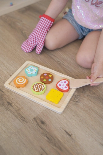 Puidust küpsiste ja cookies’e komplekt laste mängukööki