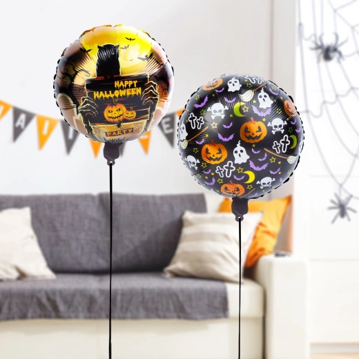 Halloweeni fooliumõhupallide komplekt kõrvitsa ja hauakiviga – 2 tk