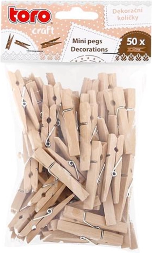 Wooden decorative mini clothespins, 50 pcs