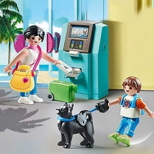 Playmobil turistid pangaautomaadiga