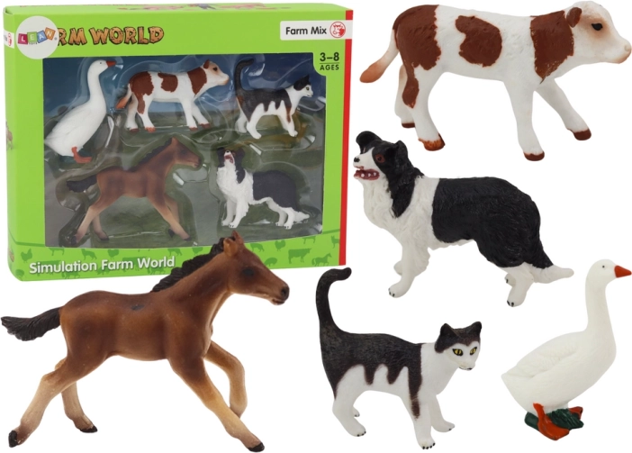 Koduloomade ja taluloomade figuuride komplekt 5 tk – hobune, lehm, kass, hani, koer