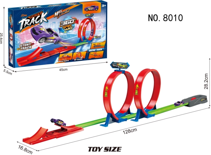 Võidusõiduraja terav silmus 128 cm koos autoga