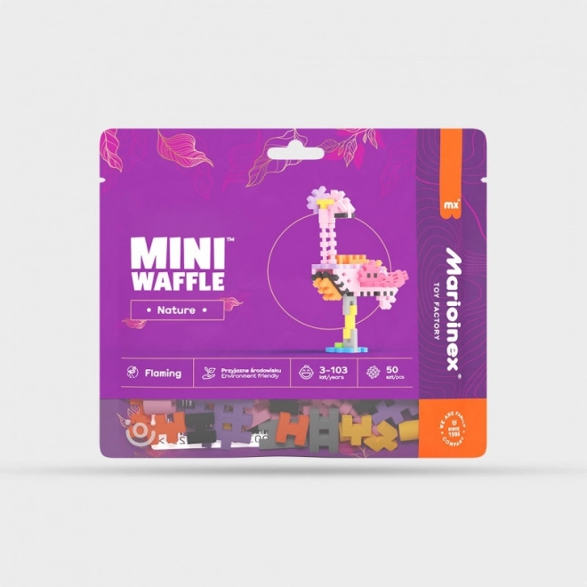 Mini Waffle Nature Building Set – Flamingo, 50 pieces