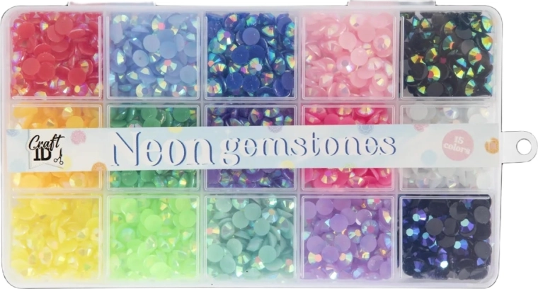 Set of Neon Gems 6 mm, 15 Colors