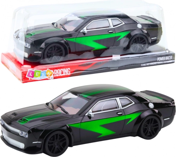 Sports car with black drive and green lines