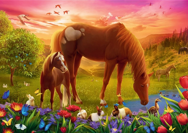 500-Piece Puzzle Horses in the Meadow