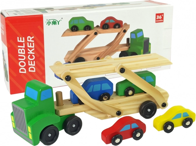 Puidust roheline autoveok-komplekt autodega