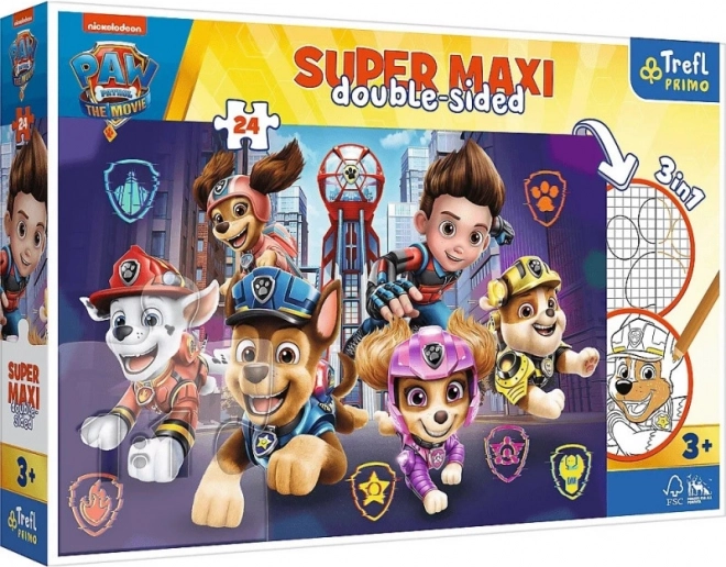 Puzzle Super Maxi 24 – PAW PATROL: THE MOVIE, double-sided coloring