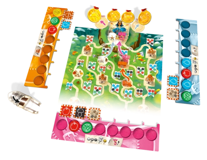 Clear game board and pouches for token management