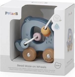 Wooden bead maze on wheels – elephant