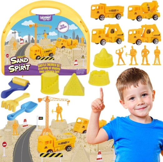 Woopie Magic Kinetic Sand – Construction Site with Crane and Cars in a 2-in-1 Case