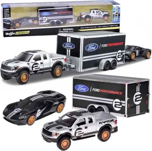 Maisto metallist komplekt 1:64 – FORD Raptor haagisega ja FORD GT Heritage