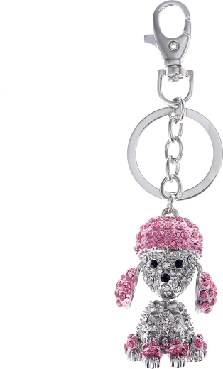 Silver Dog Keychain PINK