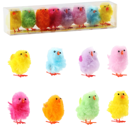 Set of 8 Colorful Easter Chicks – Decorative Figurines