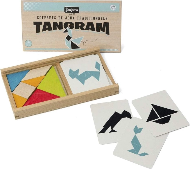 Jeujura tangram mallidega puidust karbis